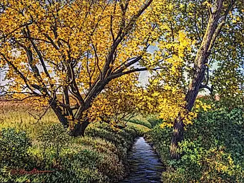 u0022Autumn Along the Mouth of Dog Creeku0022 - oil painting - © Bruce A. Morrison